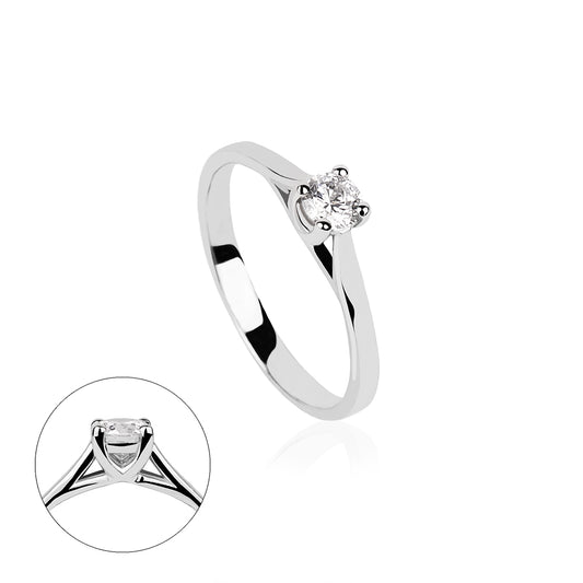 SOLITARIO ORO 18K. BLANCO CON DIAMANTE REF. 1S-025L-18K