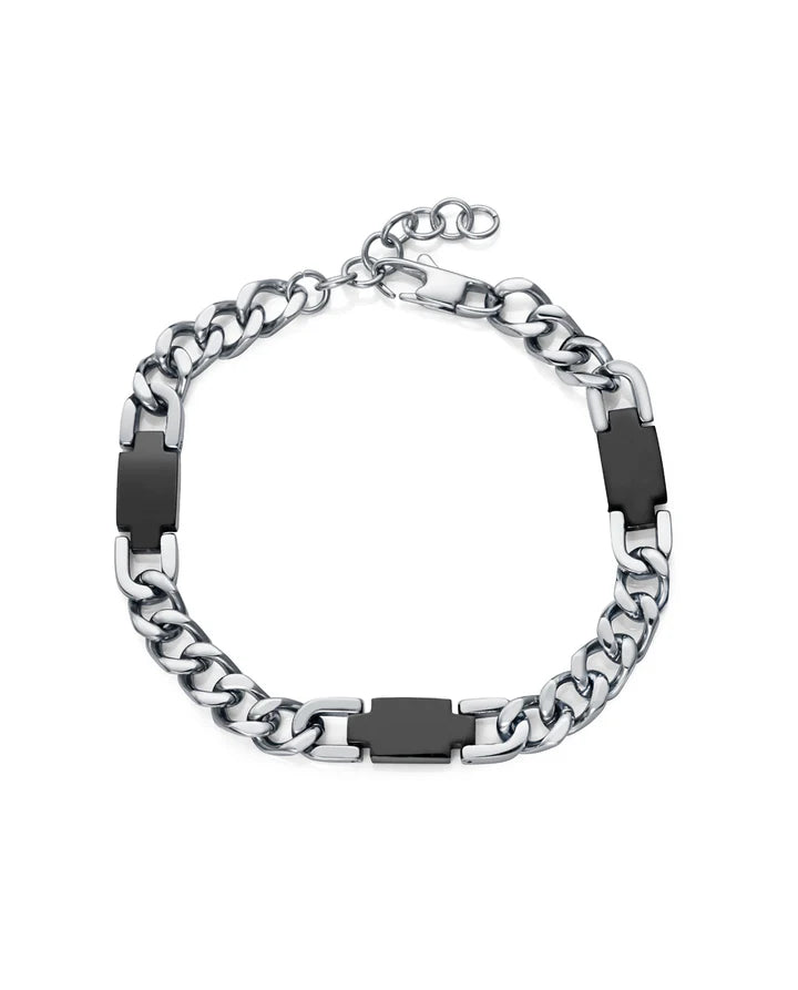 PULSERA DE ACERO CON DETALLES EN NEGRO. Ref. 14309P01000