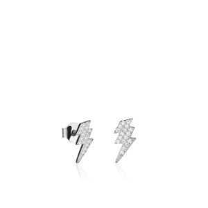 PENDIENTES RAYO CIRCONITAS PLATA DE LEY. Ref. 43.PE.23