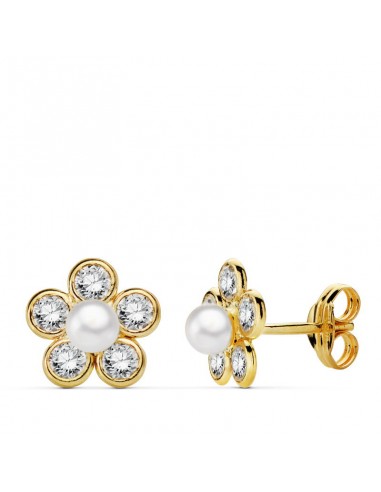 PENDIENTES FLOR ORO 18K. Ref. 20724-1