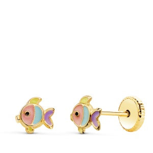 PENDIENTES PECES DE ORO 18 KTS.