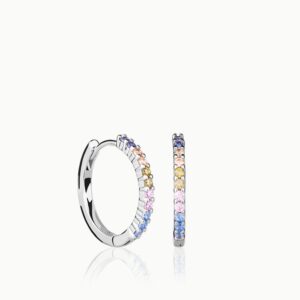 PENDIENTES AROS PLATA DE LEY CIRCONITAS MULTICOLOR
