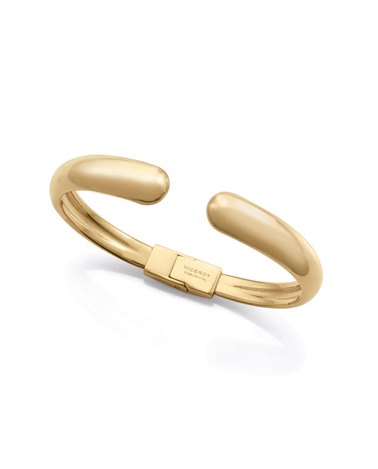 PULSERA DE MUJER DE ACERO IP DORADO RÍGIDA CON BISAGRA