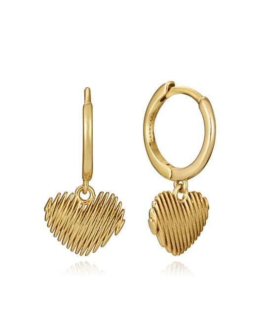 PENDIENTES DE PLATA DE LEY CON BAÑO DE ORO Y COLGANTE EN FORMA DE CORAZÓN. Ref. 1318E100-00