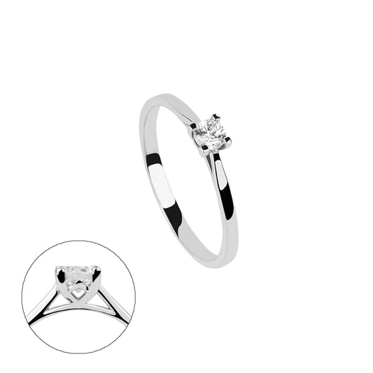 SOLITARIO ORO 18K. BLANCO CON DIAMANTE REF. 2S-015L-18K