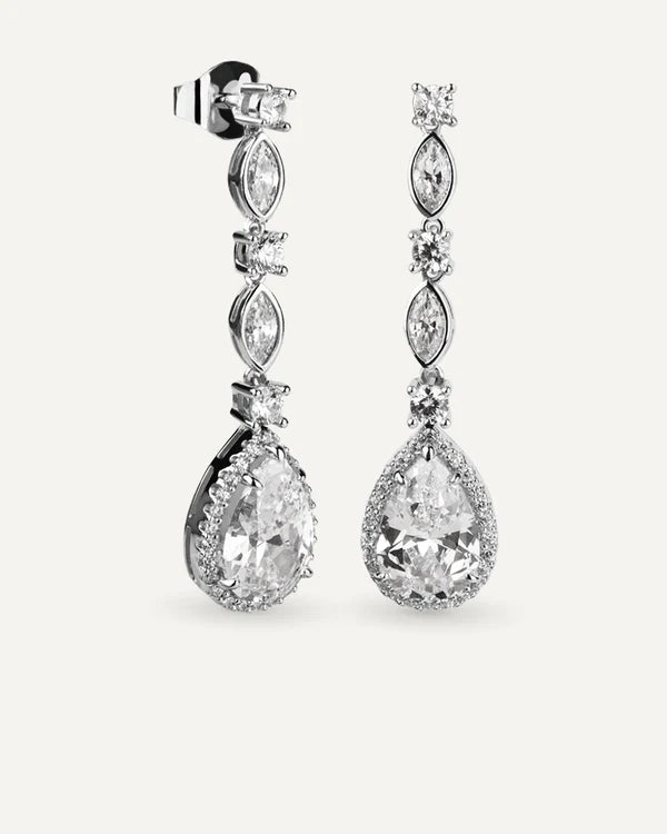 PENDIENTES BRILLIANT CUT EN PLATA DE LEY Y CIRCONITAS EXCELLENCE STAR CUT