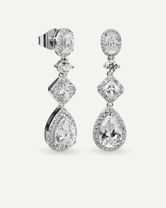 PENDIENTES BRILLIANT CUT EN PLATA DE LEY Y CIRCONITAS EXCELLENCE STAR CUT