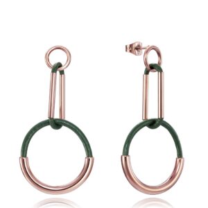PENDIENTES VICEROY DE ACERO ROSADO Y PIEL VERDE