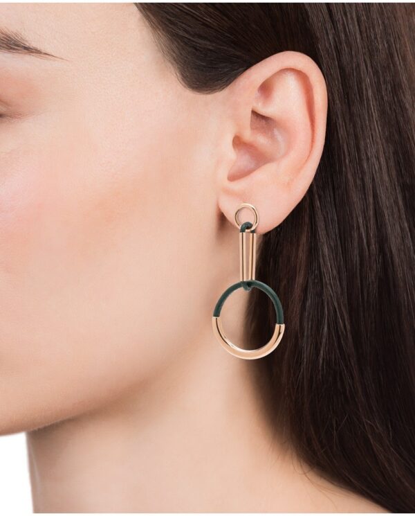 PENDIENTES VICEROY DE ACERO ROSADO Y PIEL VERDE