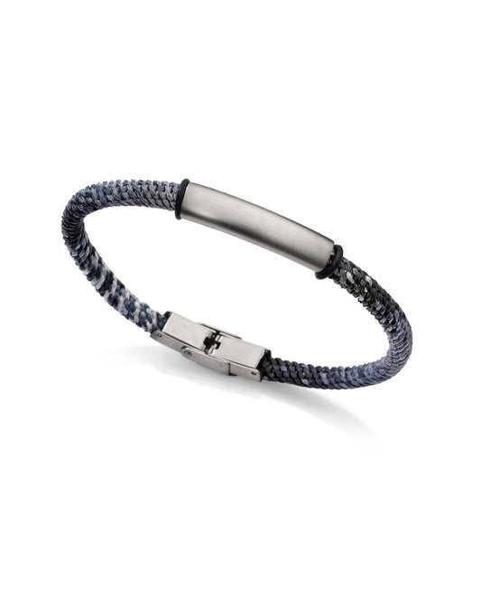 PULSERA DE HOMBRE BEAT DE ACERO CON PLACA Y CORDÓN MULTICOLOR