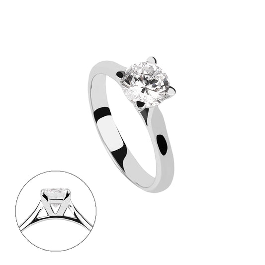 SOLITARIO ORO 18K. BLANCO CON DIAMANTE REF. 3S-100L-18K