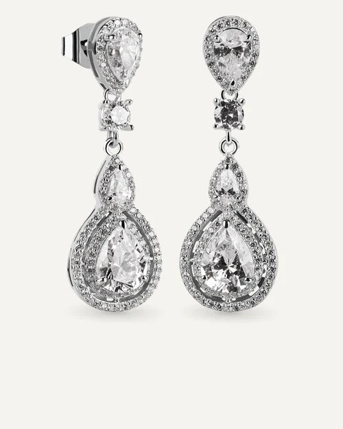 PENDIENTES BRILLIANT CUT EN PLATA DE LEY Y CIRCONITAS EXCELLENCE STAR CUT