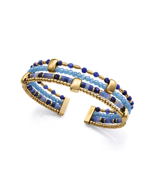 PULSERA DE MUJER DE ACERO IP DORADO MÚLTIPLE SEMI RÍGIDA