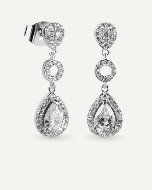 PENDIENTES BRILLIANT CUT EN PLATA DE LEY Y CIRCONITAS EXCELLENCE STAR CUT