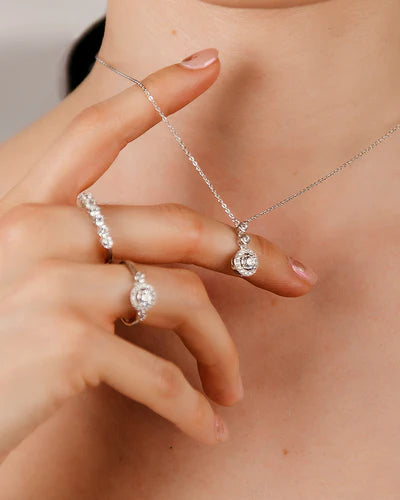 COLLAR BRILLIANT CUT EN PLATA DE LEY Y CIRCONITAS EXCELLENCE STAR CUT