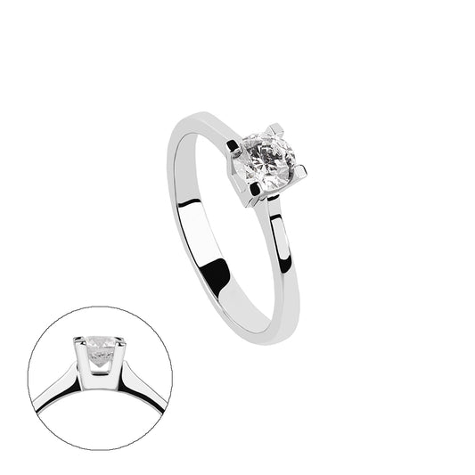 SOLITARIO ORO 18K. BLANCO CON DIAMANTE REF. 5S-050L-18K