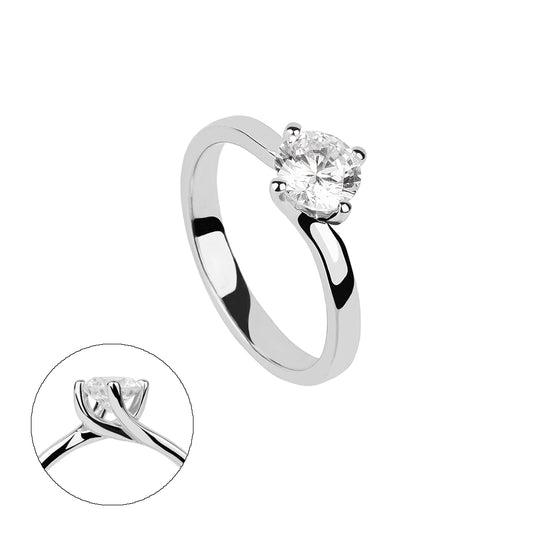 SOLITARIO ORO 18K. BLANCO CON DIAMANTE REF. 6S- 075L-18K