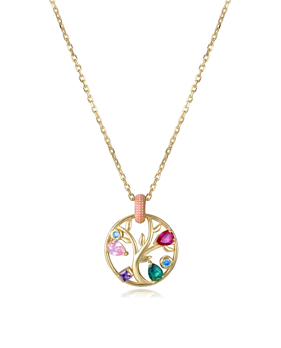 COLLAR DEL ÁRBOL DE LA VIDA EN PLATA DE LEY CON BAÑO DE ORO