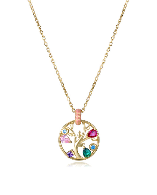 COLLAR DEL ÁRBOL DE LA VIDA EN PLATA DE LEY CON BAÑO DE ORO