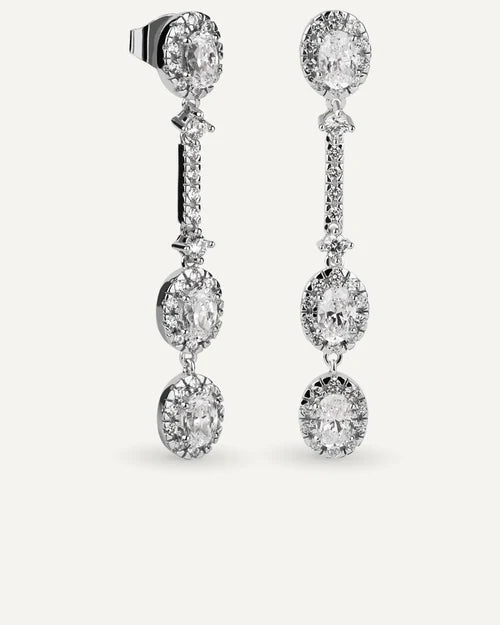 PENDIENTES BRILLIANT CUT EN PLATA DE LEY Y CIRCONITAS EXCELLENCE STAR CUT