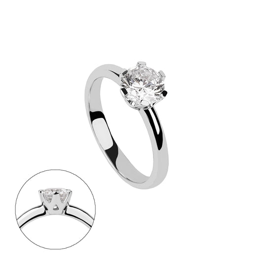 SOLITARIO ORO 18K. BLANCO CON DIAMANTE REF. 9S-100L-18K