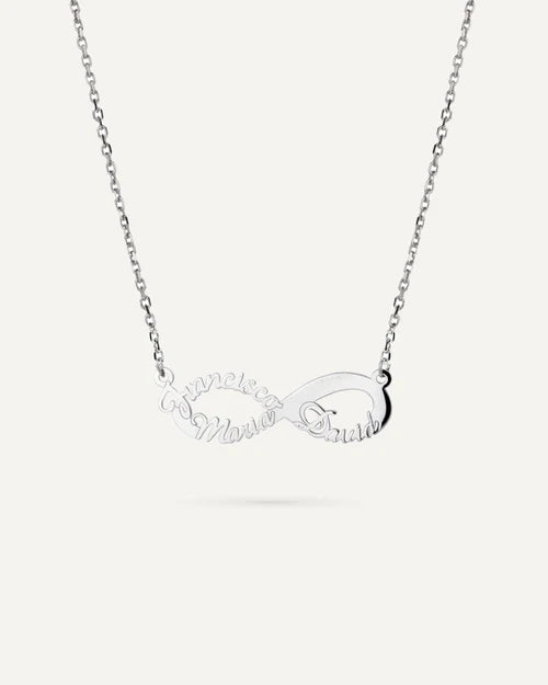 COLLAR INFINITO PERSONALIZADO CON NOMBRES EN PLATA DE LEY