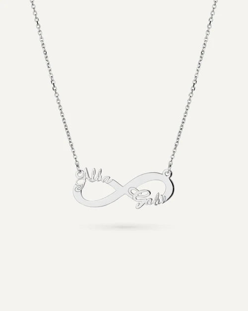 COLLAR INFINITO PERSONALIZADO CON NOMBRES EN PLATA DE LEY