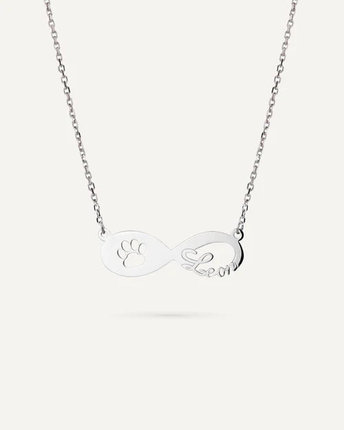 COLLAR INFINITO CON HUELLA DE MASCOTA EN PLATA DE LEY