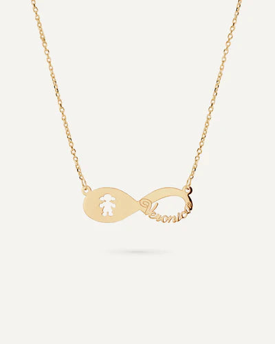 COLLAR INFINITO PERSONALIZADO CON NIÑA EN PLATA DE LEY
