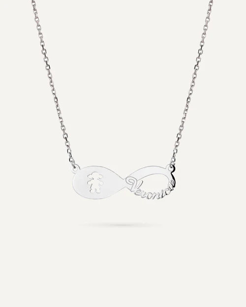 COLLAR INFINITO PERSONALIZADO CON NIÑA EN PLATA DE LEY