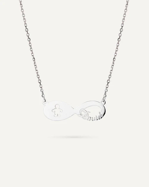 COLLAR INFINITO PERSONALIZADO CON NIÑO EN PLATA DE LEY