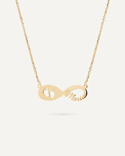 COLLAR INFINITO PERSONALIZADO CON PIES DE BEBÉ EN PLATA DE LEY