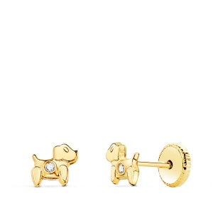 PENDIENTES PERRO DE ORO 18 KTS.
